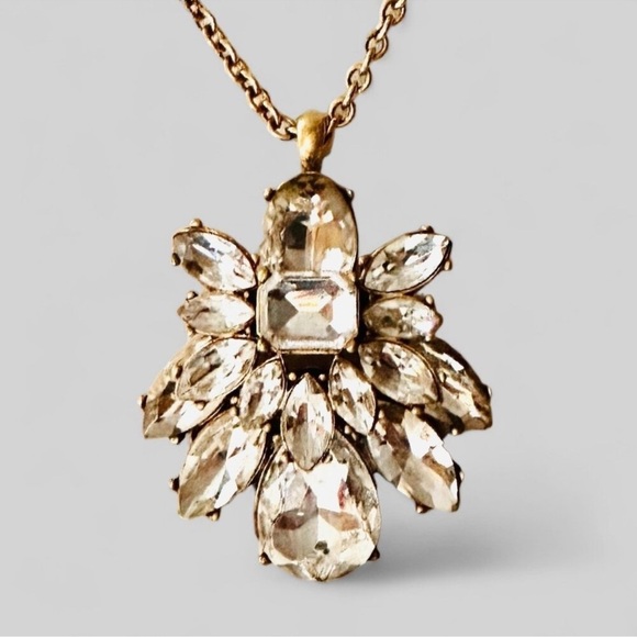 J. Crew Clear Crystal Cluster Necklace prom date night dark romantic vintage - Picture 5 of 6